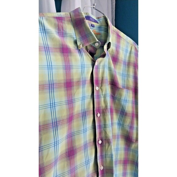 Alan Flusser Shirt Men's  2XL, Button Bold Multicolor Plaid Long Sleeve - Picture 3 of 6